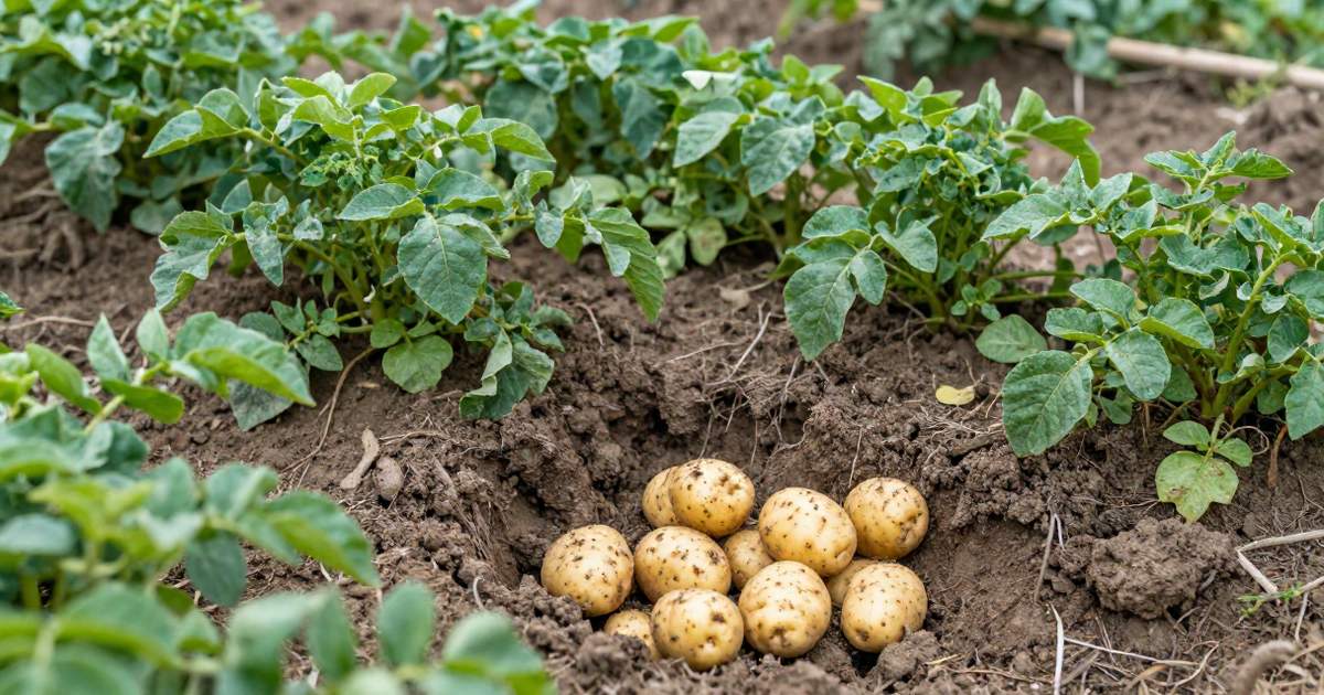 Récolte de pommes de terre au potager